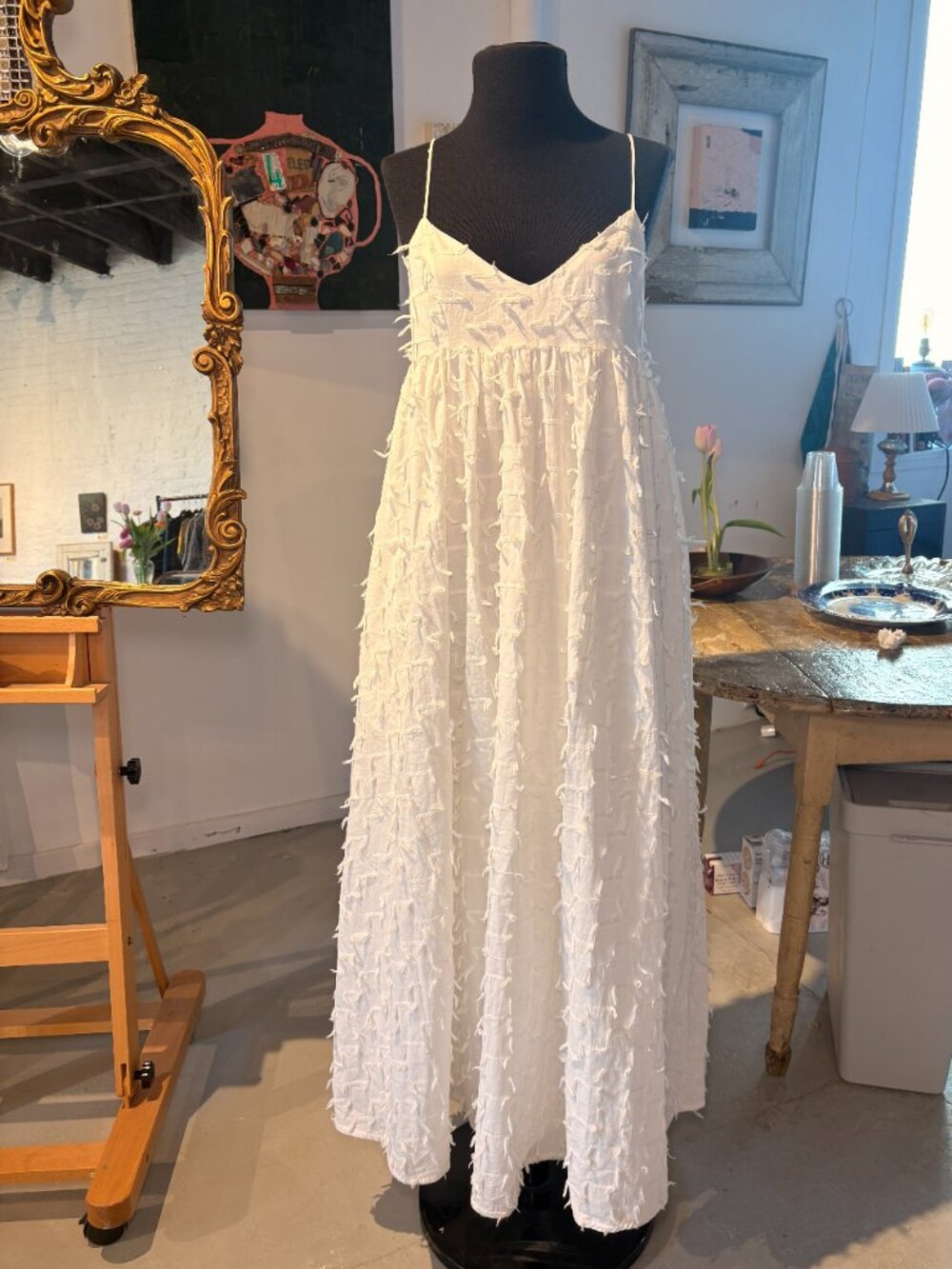 DISSH White Textured Midi Dress